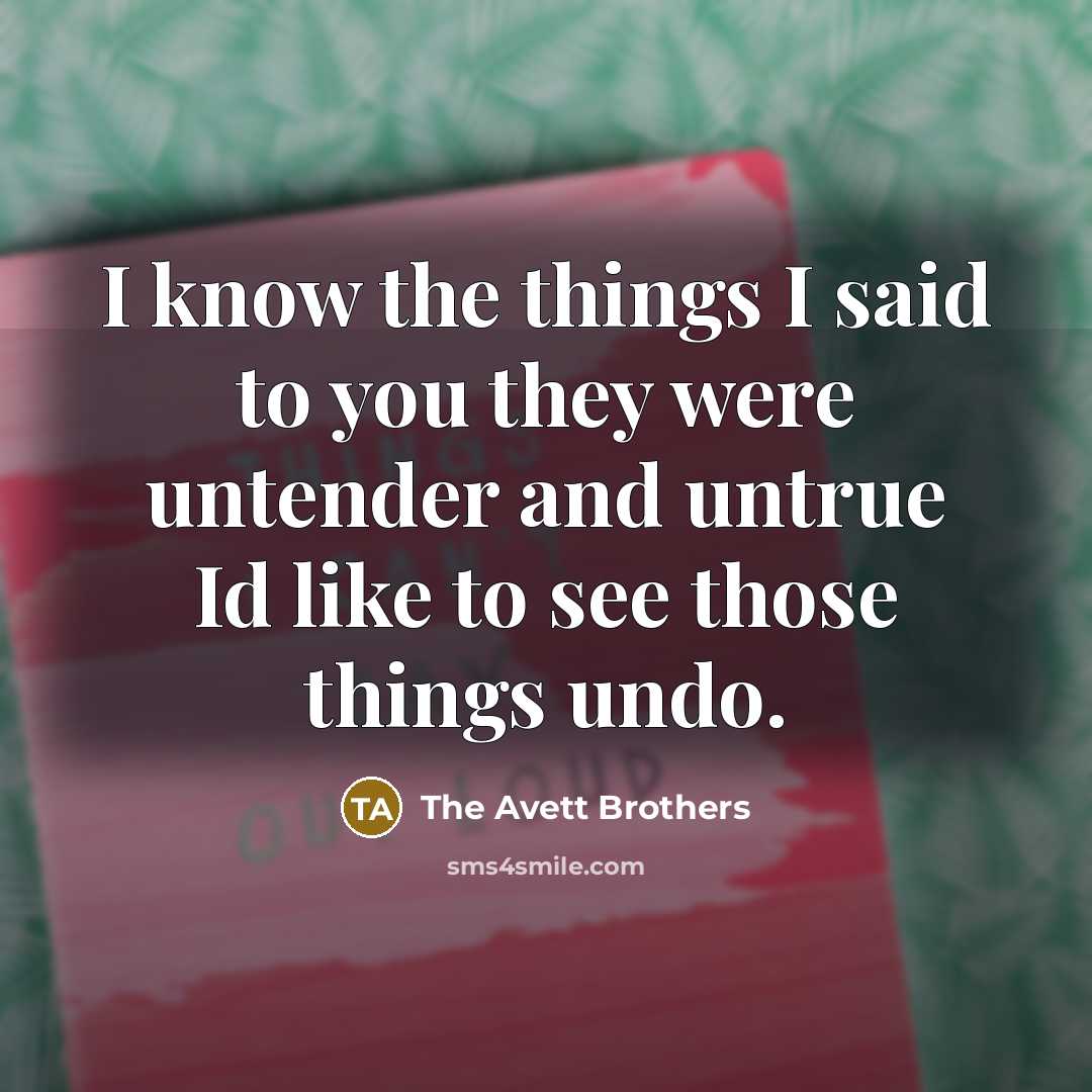 “I know the things I said to you they were…” quote by The Avett Brothers