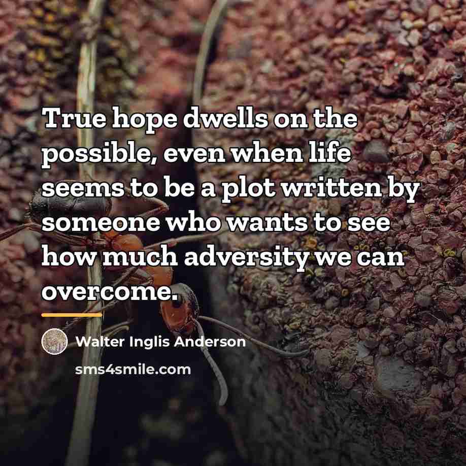 “True hope dwells on the possible, even when life seems…” quote by Walter Inglis Anderson