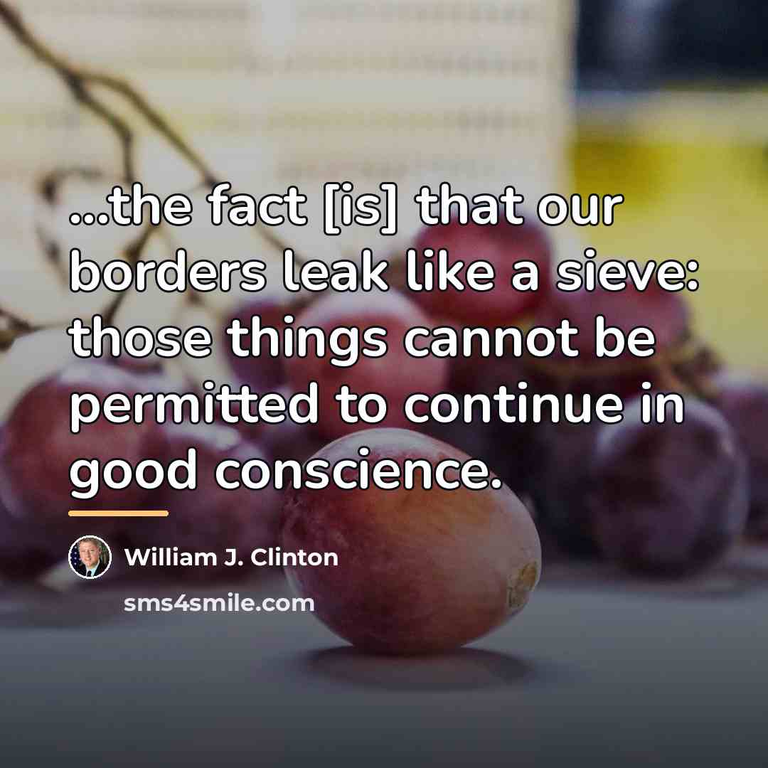 “...the fact [is] that our borders leak like a sieve:…” quote by William J. Clinton
