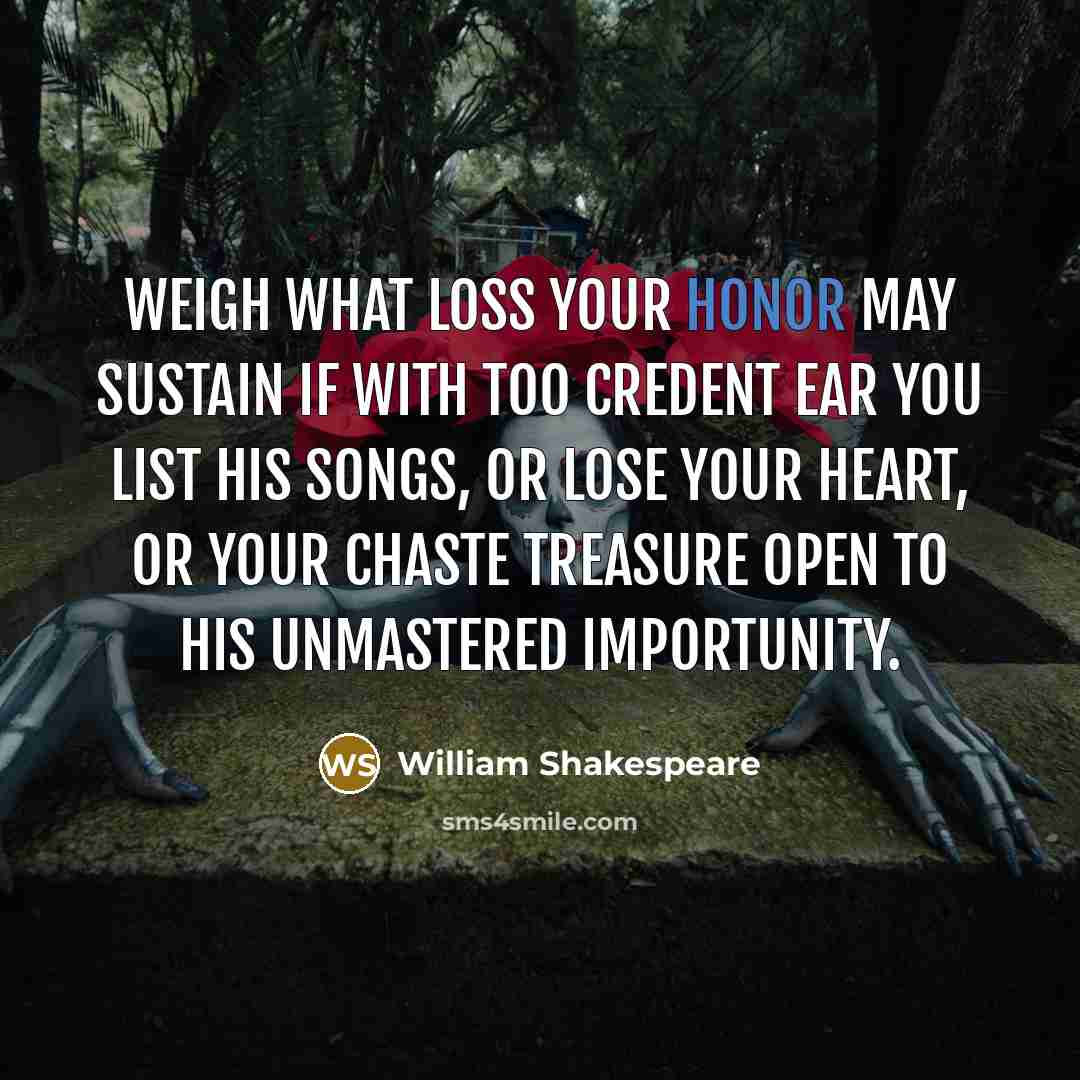 “Weigh what loss your honor may sustain If with too…” quote by William Shakespeare