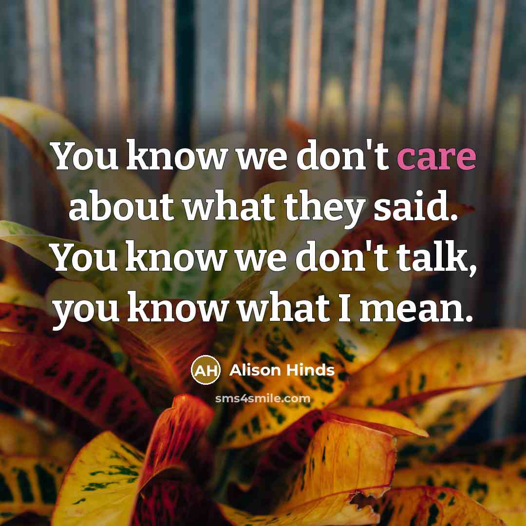 “You know we don't care about what they said. You…” quote by Alison Hinds