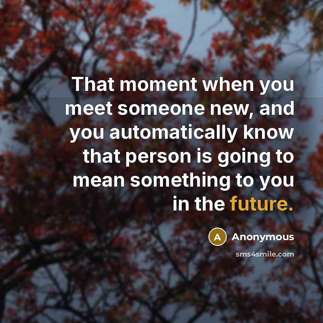 “That moment when you meet someone new, and you automatically…” quote by Anonymous