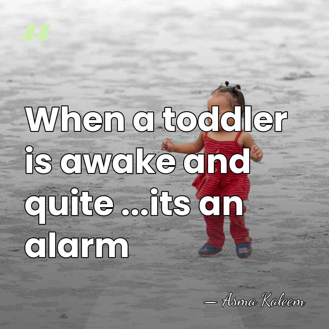 When a toddler is awake and quite ...its an alarm - Asma Kaleem