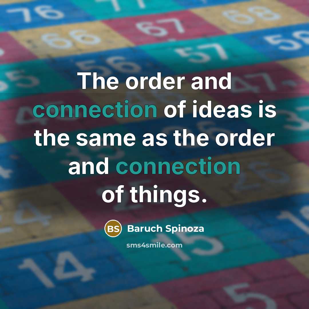“The order and connection of ideas is the same as…” quote by Baruch Spinoza