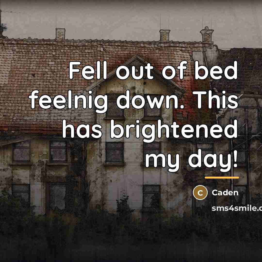 “Fell out of bed feelnig down. This has brightened my…” quote by Caden