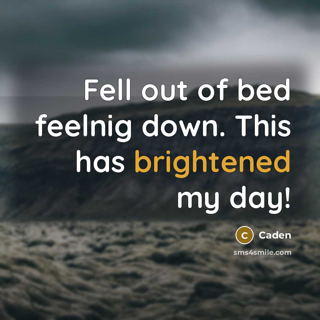 “Fell out of bed feelnig down. This has brightened my day!” quote by Caden
