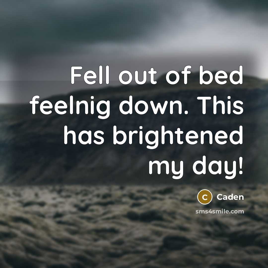 “Fell out of bed feelnig down. This has brightened my day!” quote by Caden
