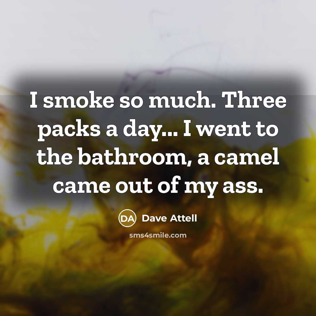 “I smoke so much. Three packs a day... I went…” quote by Dave Attell