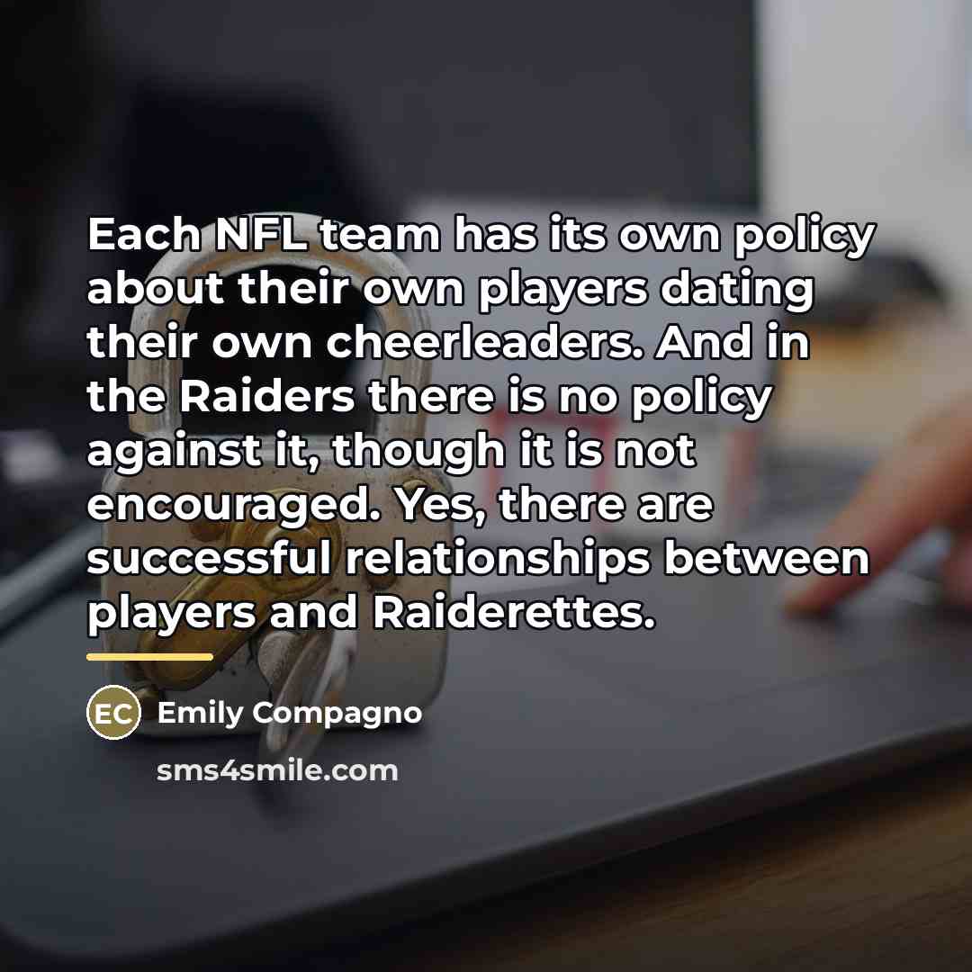 “Each NFL team has its own policy about their own…” quote by Emily Compagno