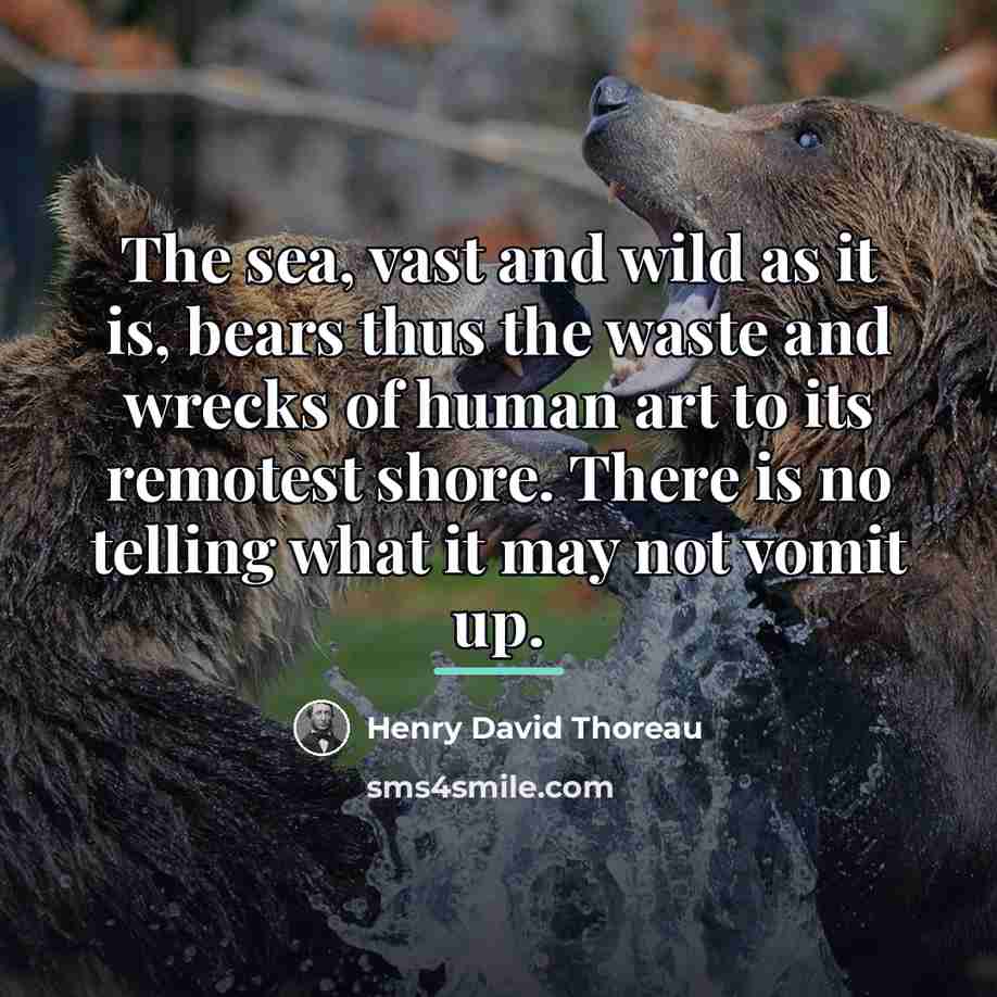 “The sea, vast and wild as it is, bears thus…” quote by Henry David Thoreau