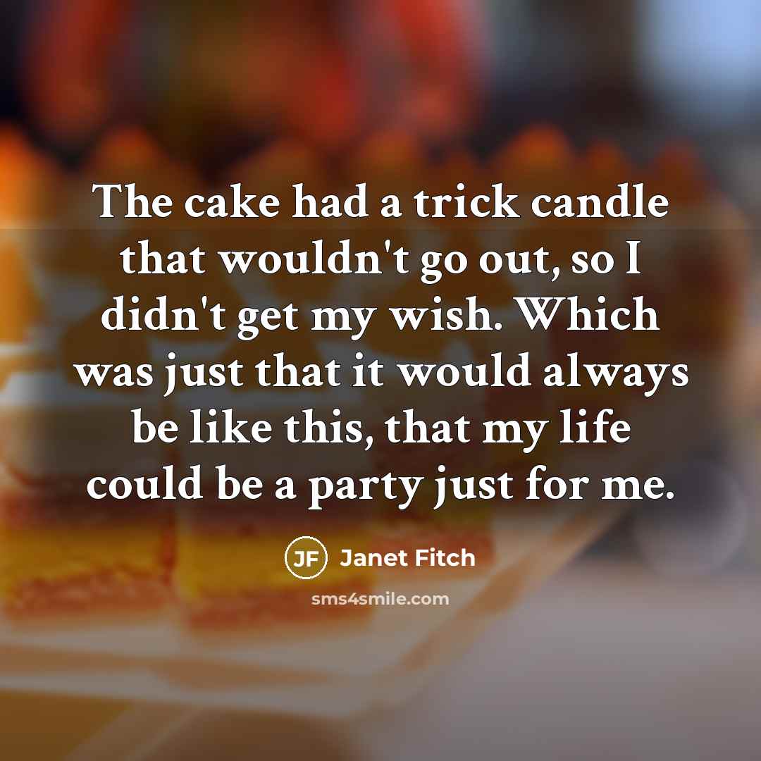 “The cake had a trick candle that wouldn't go out,…” quote by Janet Fitch