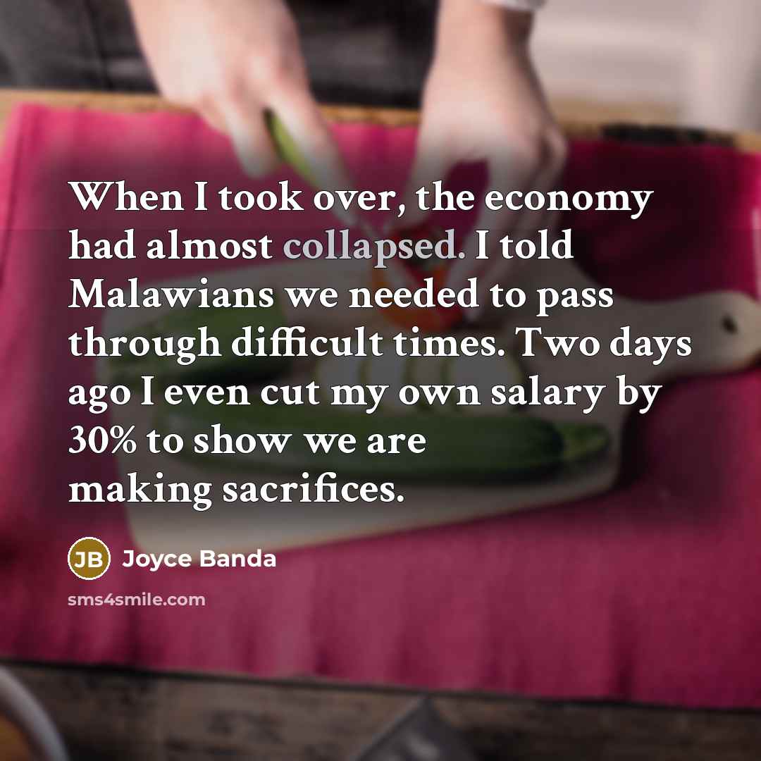 “When I took over, the economy had almost collapsed. I…” quote by Joyce Banda