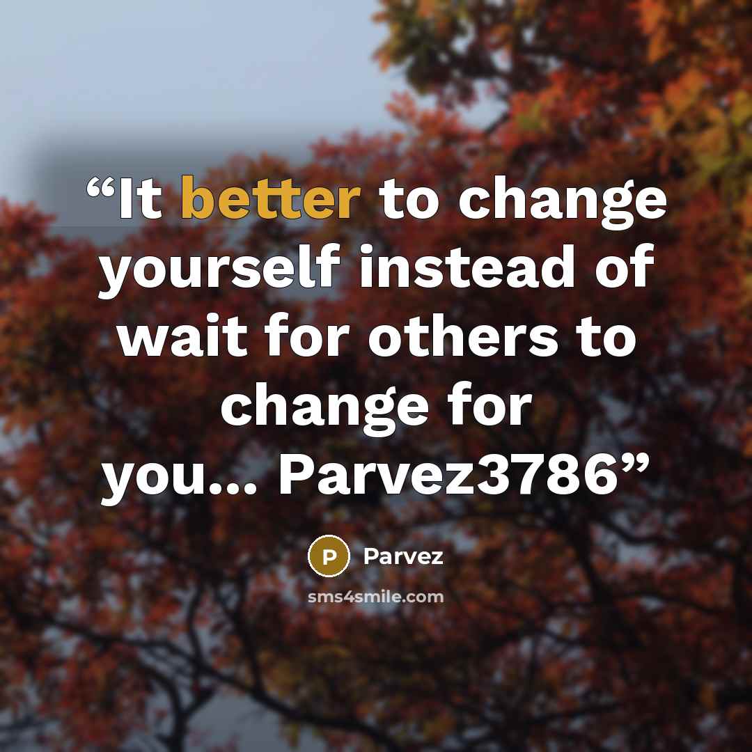 “It better to change yourself instead of wait for others to change for you... Parvez3786” quote by Parvez