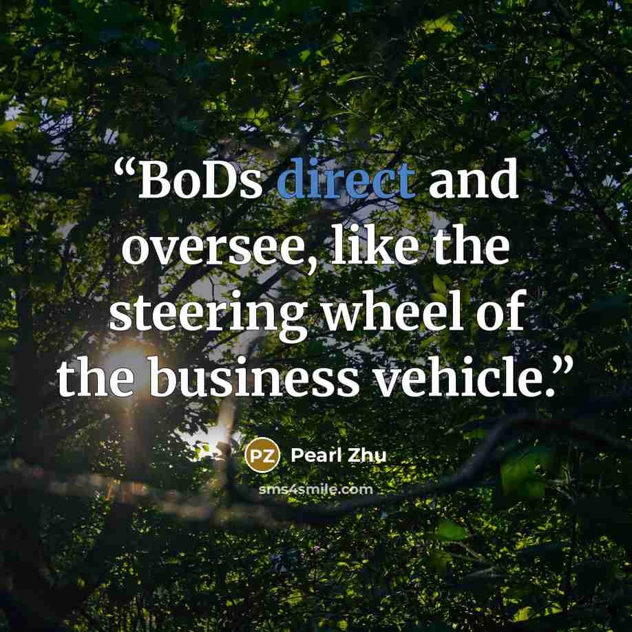 “BoDs direct and oversee, like the steering wheel of the business vehicle.” quote by Pearl Zhu