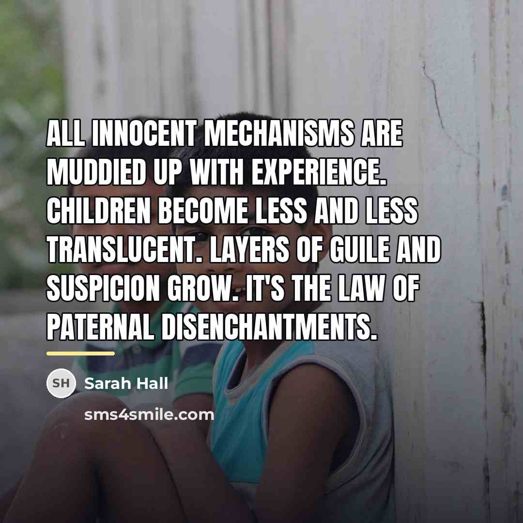 “All innocent mechanisms are muddied up with experience. Children become…” quote by Sarah Hall