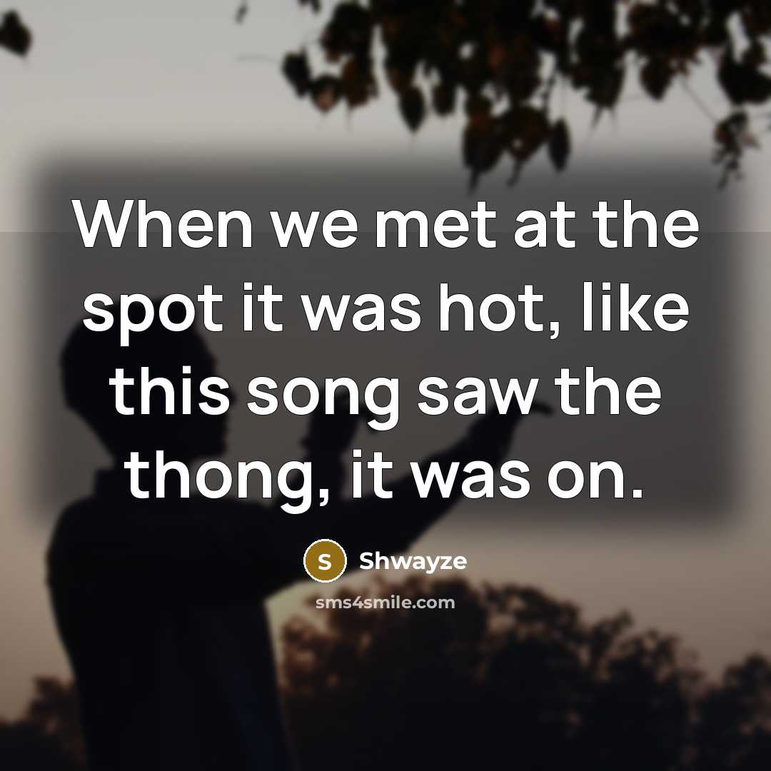 “When we met at the spot it was hot, like this song saw the thong, it was on.” quote by Shwayze
