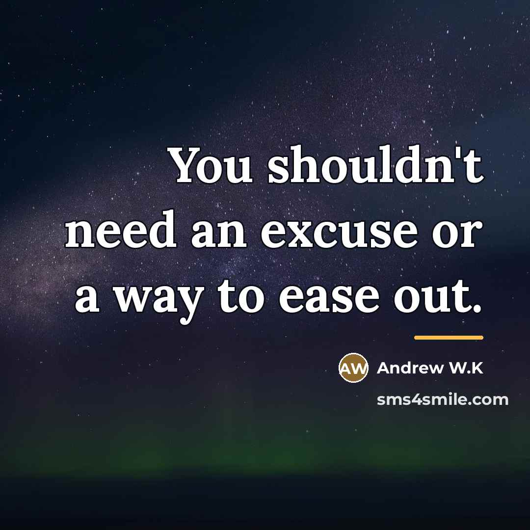 “You shouldn't need an excuse or a way to ease…” quote by Andrew W.K