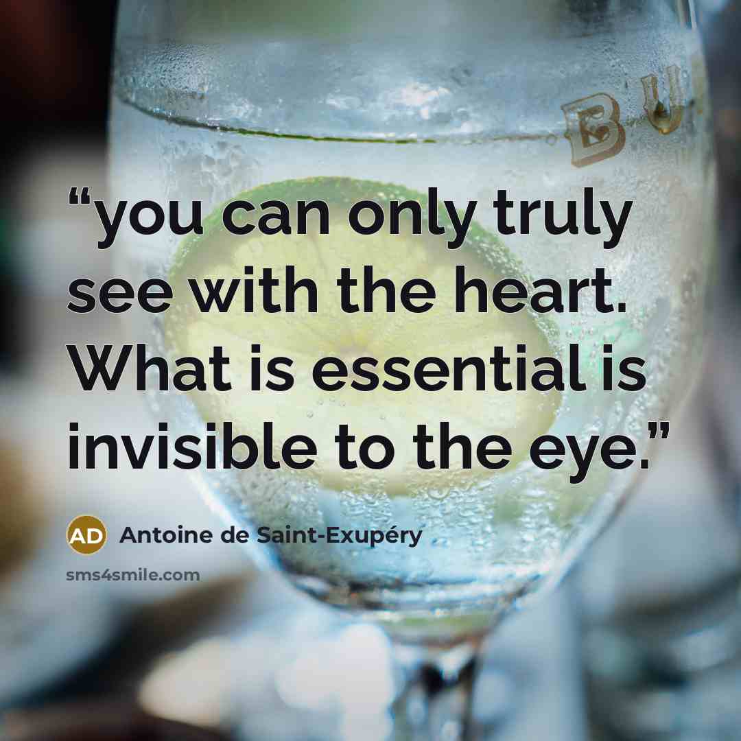 “you can only truly see with the heart. What is essential is invisible to the eye.” quote by Antoine de Saint-Exupéry