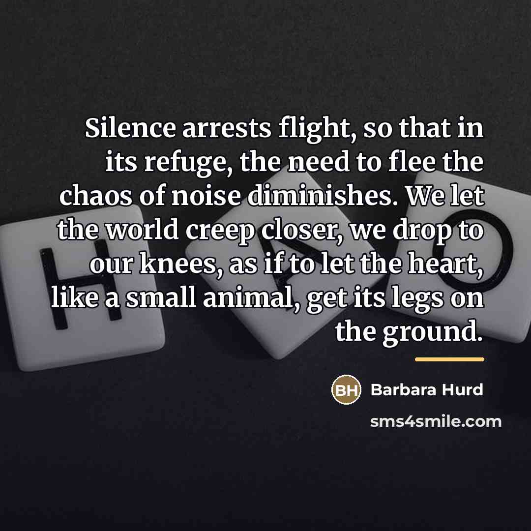 “Silence arrests flight, so that in its refuge, the need…” quote by Barbara Hurd