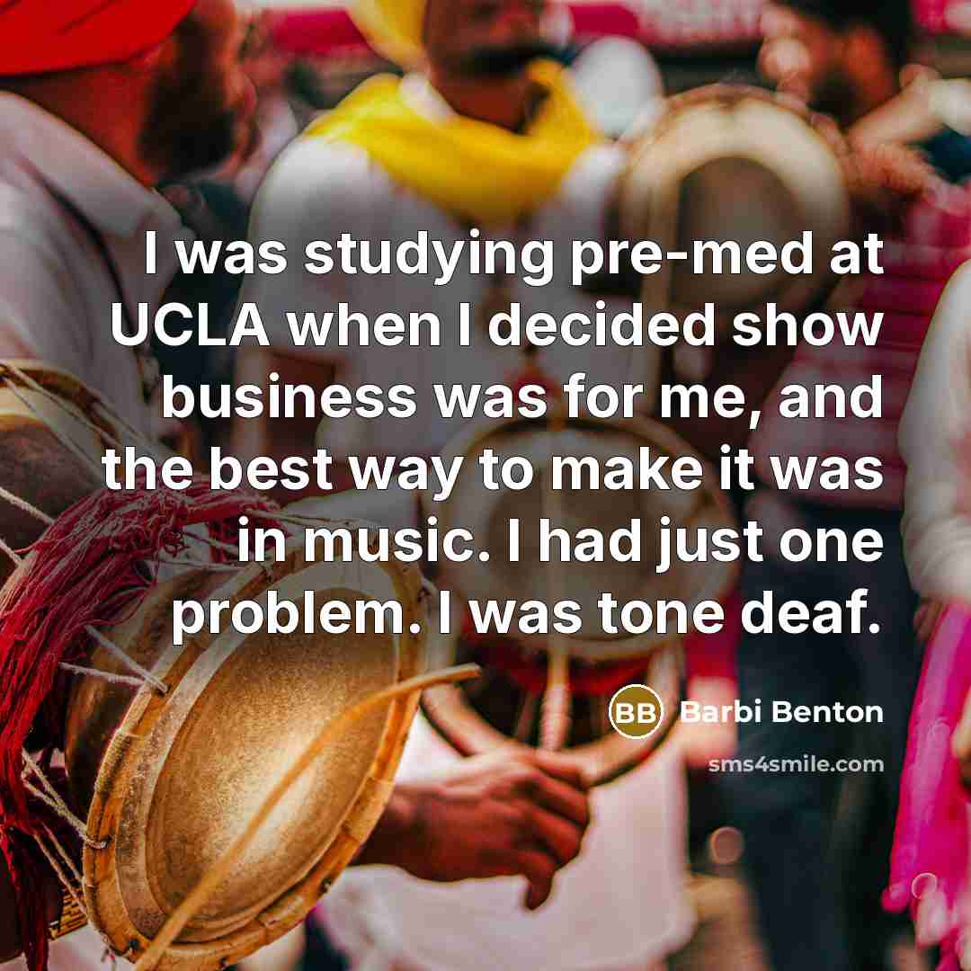 “I was studying pre-med at UCLA when I decided show…” quote by Barbi Benton