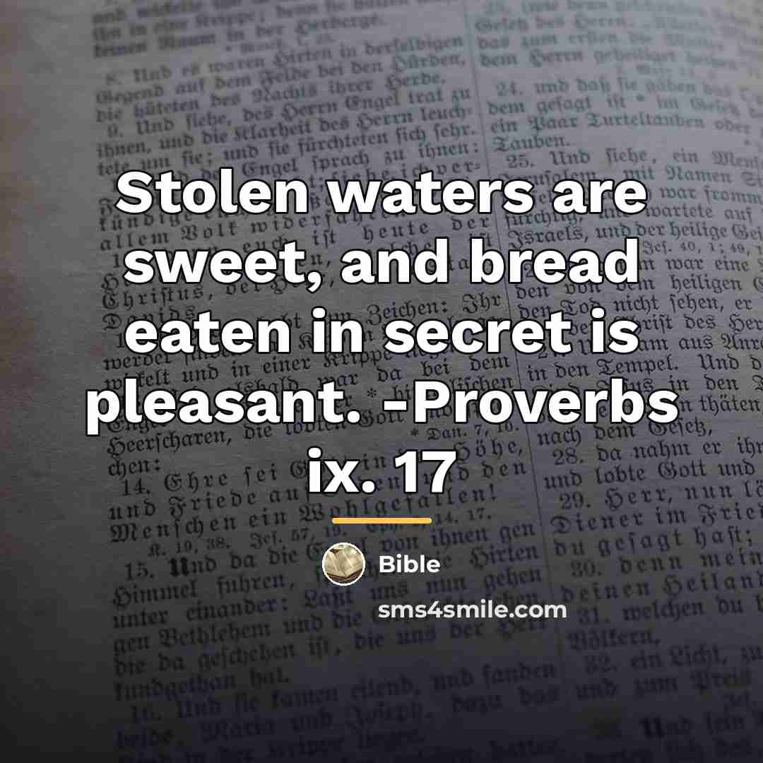 “Stolen waters are sweet, and bread eaten in secret is…” quote by Bible