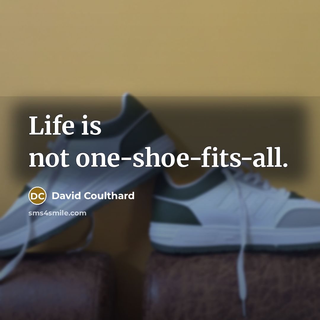 “Life is not one-shoe-fits-all.…” quote by David Coulthard