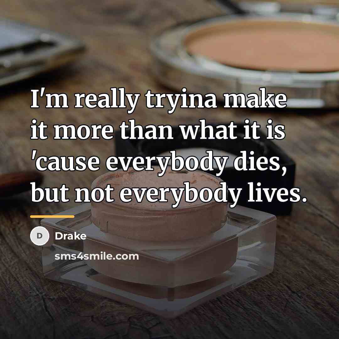 “I'm really tryina make it more than what it is…” quote by Drake
