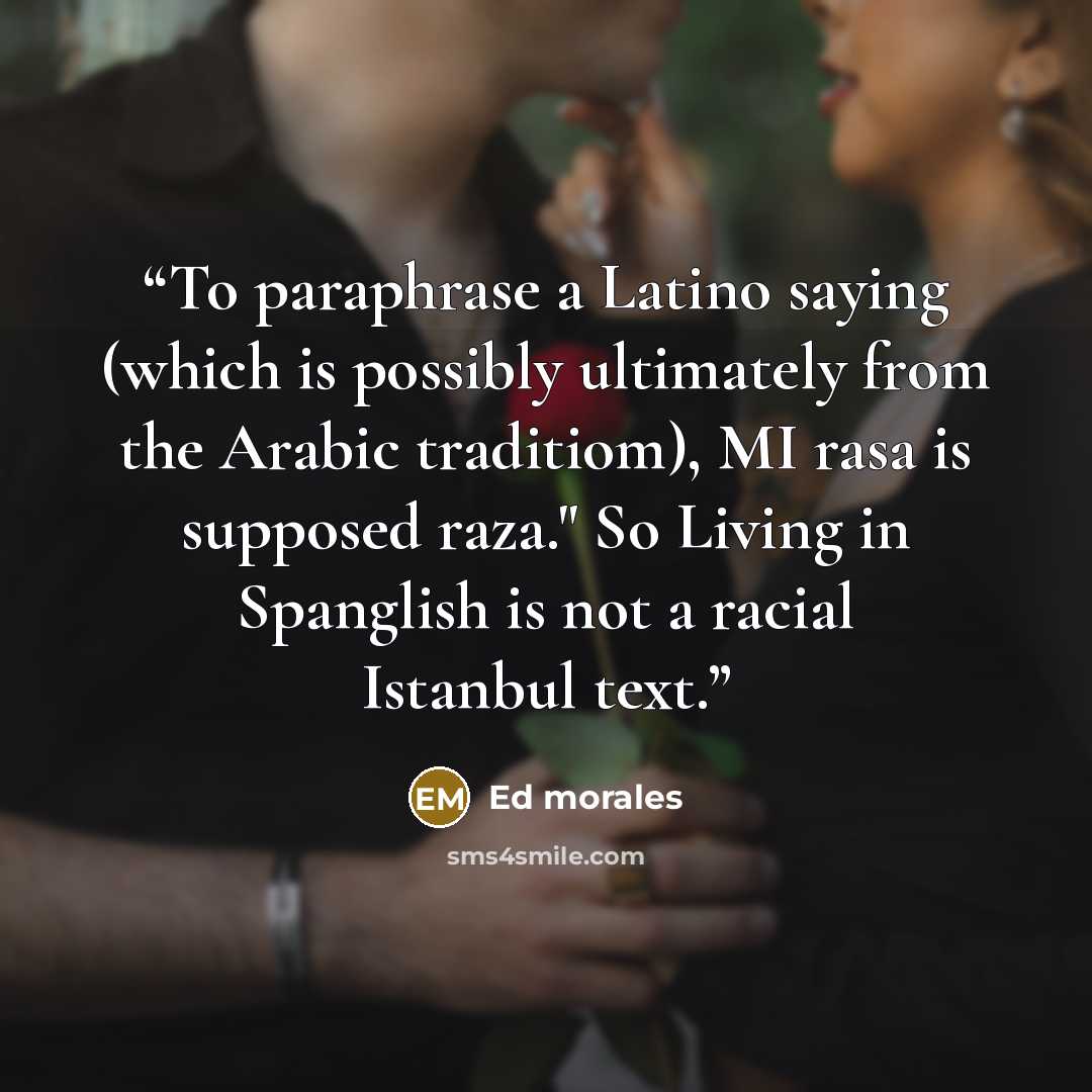 “To paraphrase a Latino saying (which is possibly ultimately from the Arabic traditiom), MI rasa is supposed raza." So Living in Spanglish is not a racial Istanbul text.” quote by Ed Morales