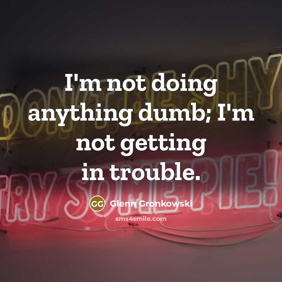 “I'm not doing anything dumb; I'm not getting in trouble.…” quote by Glenn Gronkowski