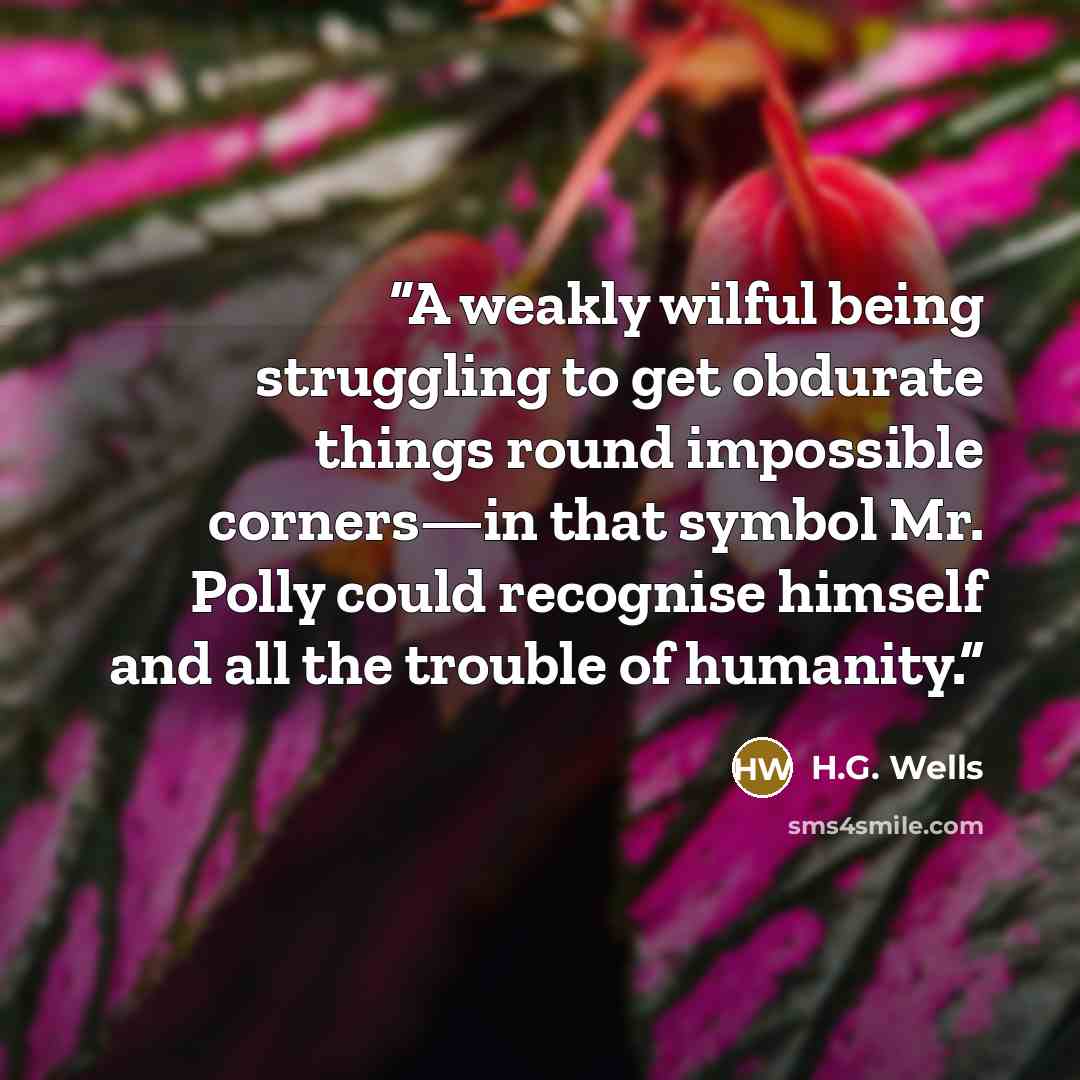 “A weakly wilful being struggling to get obdurate things round impossible corners—in that symbol Mr. Polly could recognise himself and all the trouble of humanity.” quote by H.G. Wells