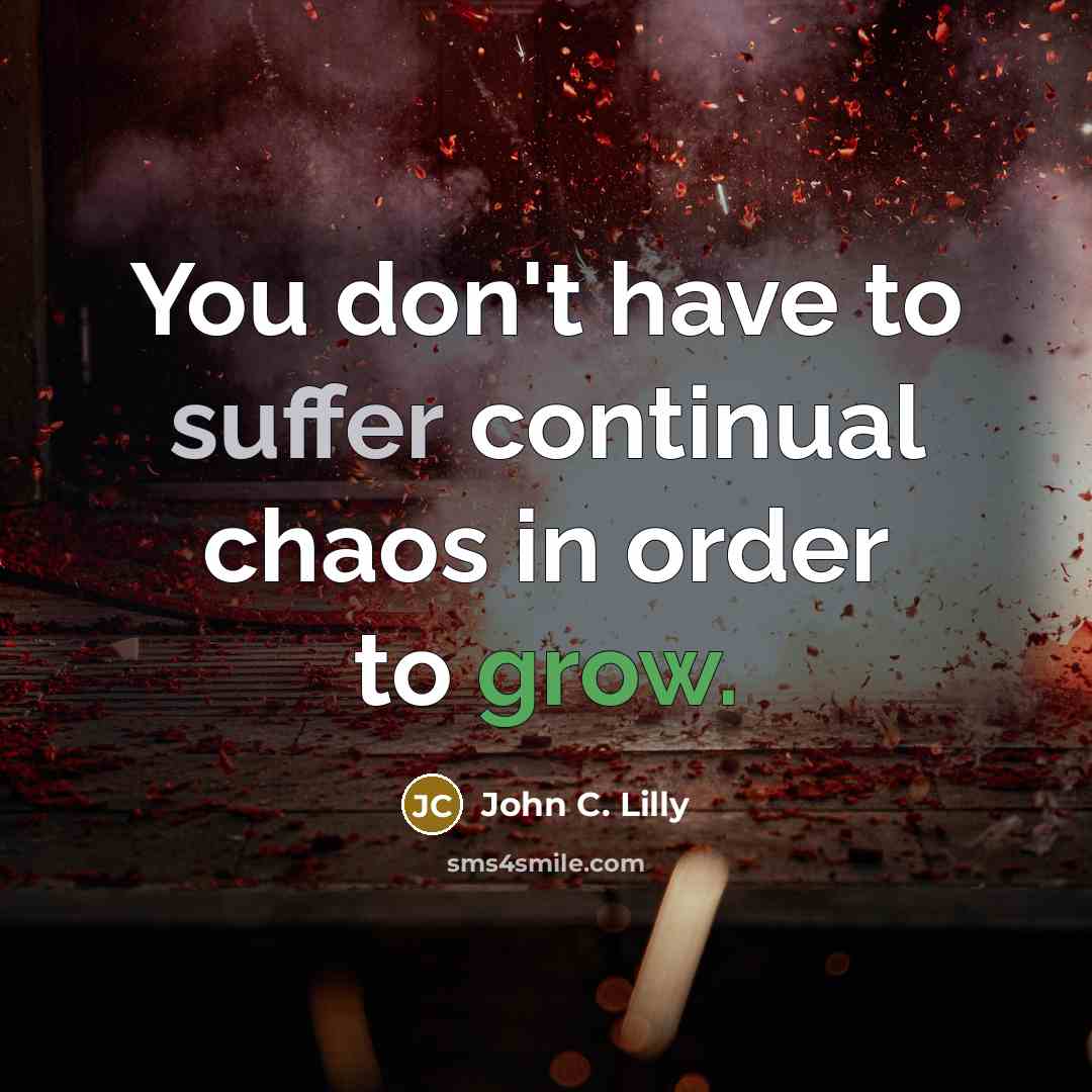 “You don't have to suffer continual chaos in order to…” quote by John C. Lilly