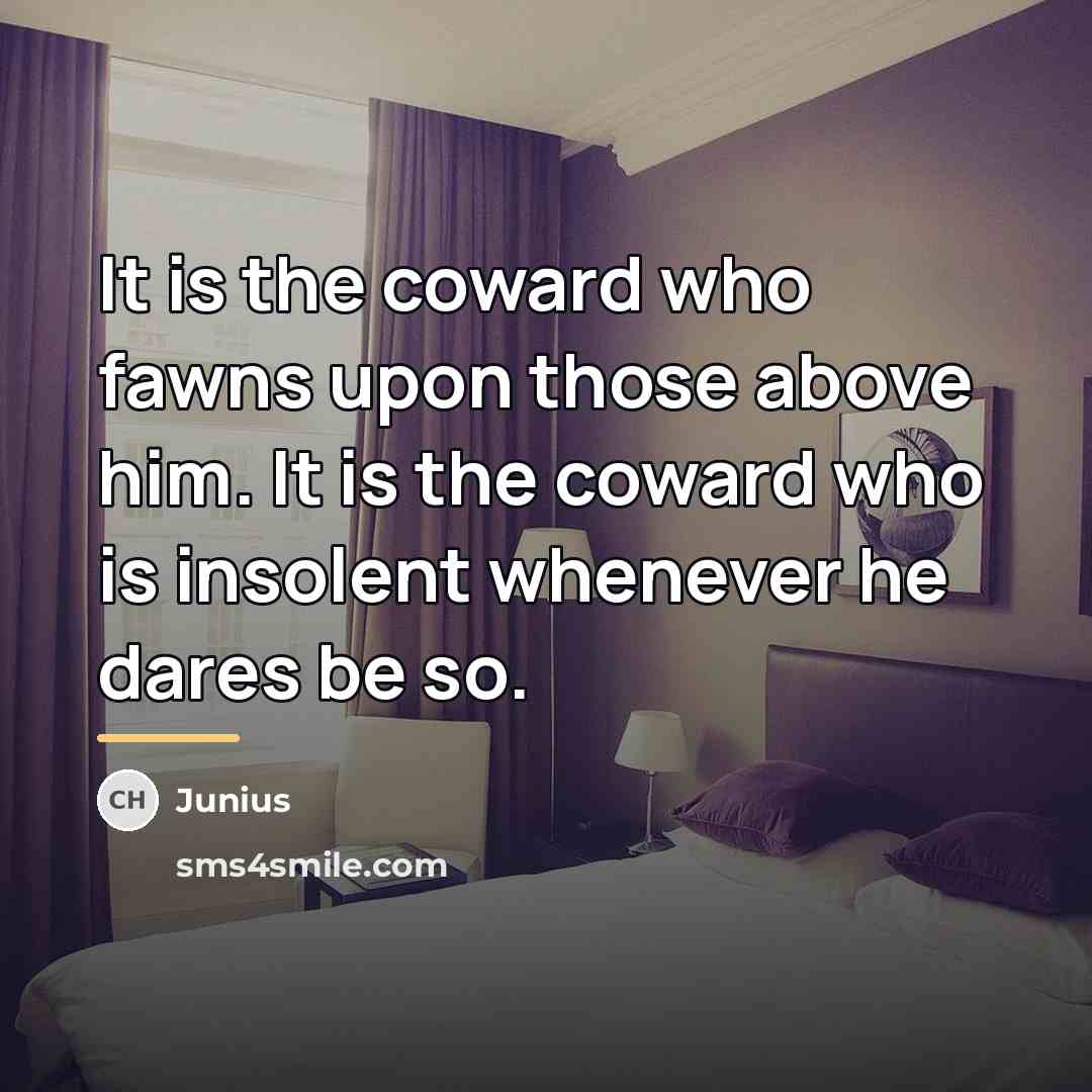 “It is the coward who fawns upon those above him.…” quote by Junius