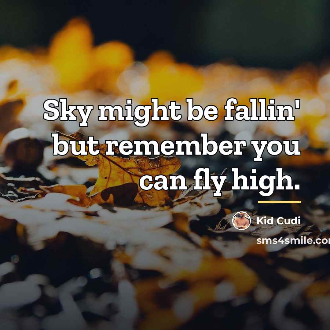 “Sky might be fallin' but remember you can fly high.…” quote by Kid Cudi