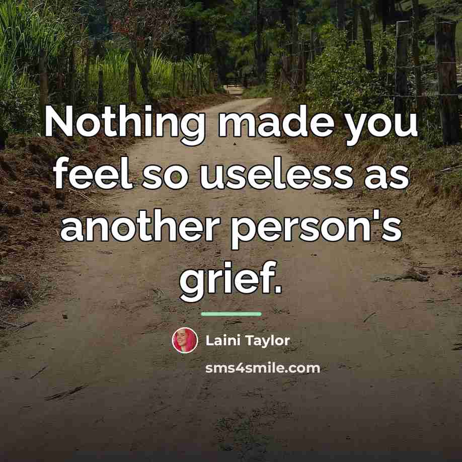 “Nothing made you feel so useless as another person's grief.…” quote by Laini Taylor