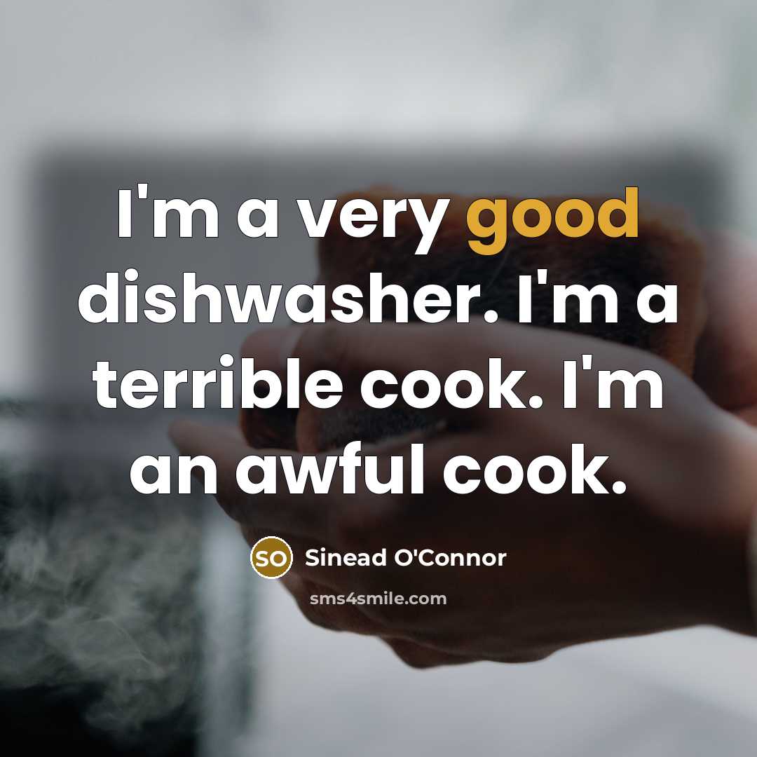 “I'm a very good dishwasher. I'm a terrible cook. I'm…” quote by Sinead O'Connor