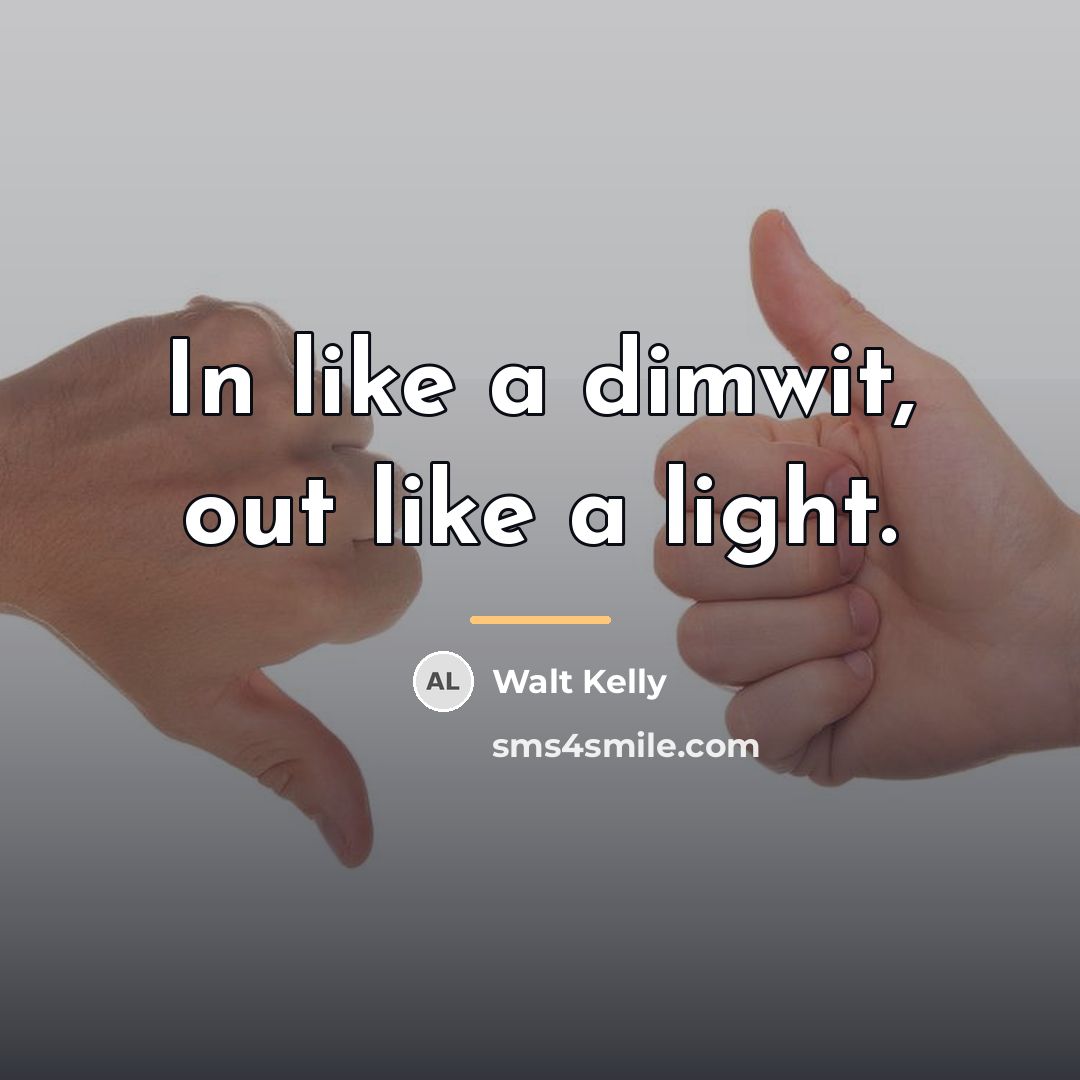“In like a dimwit, out like a light.…” quote by Walt Kelly