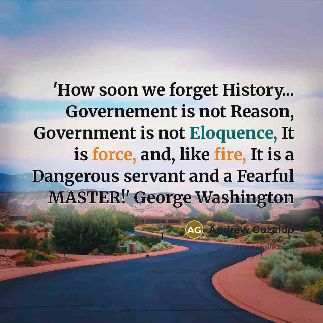“'How soon we forget History... Governement is not Reason, Government…” quote by Andrew Guzaldo