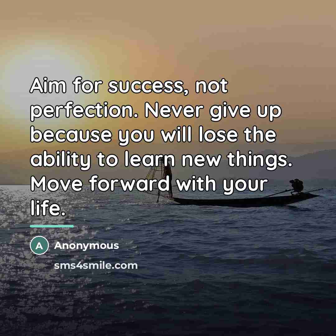 “Aim for success, not perfection. Never give up because you…” quote by Anonymous
