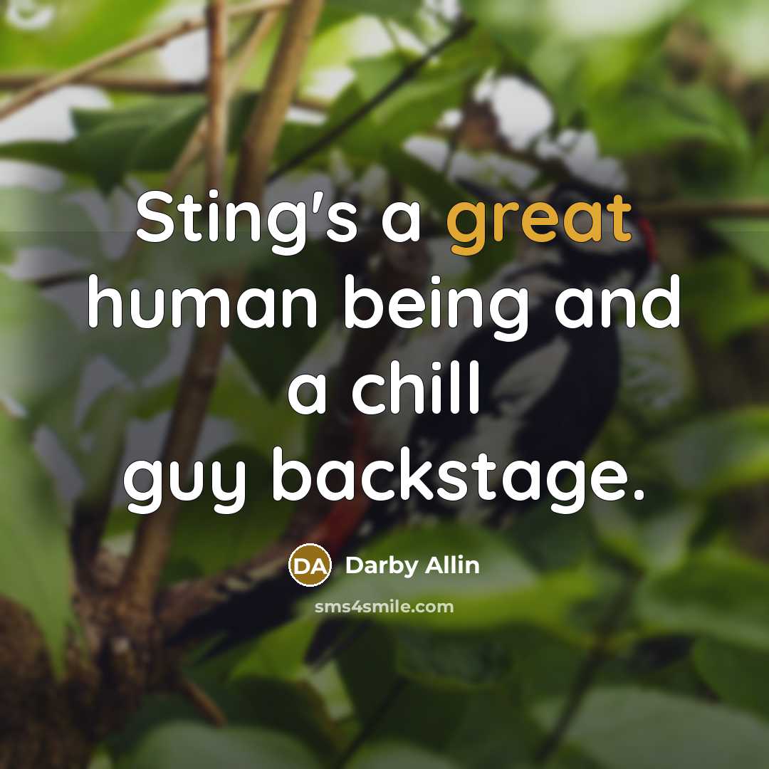 “Sting's a great human being and a chill guy backstage.…” quote by Darby Allin