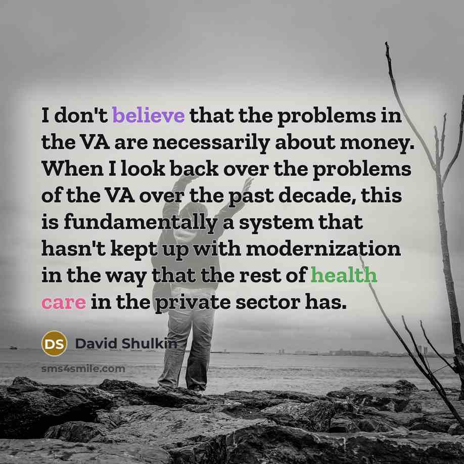 “I don't believe that the problems in the VA are…” quote by David Shulkin