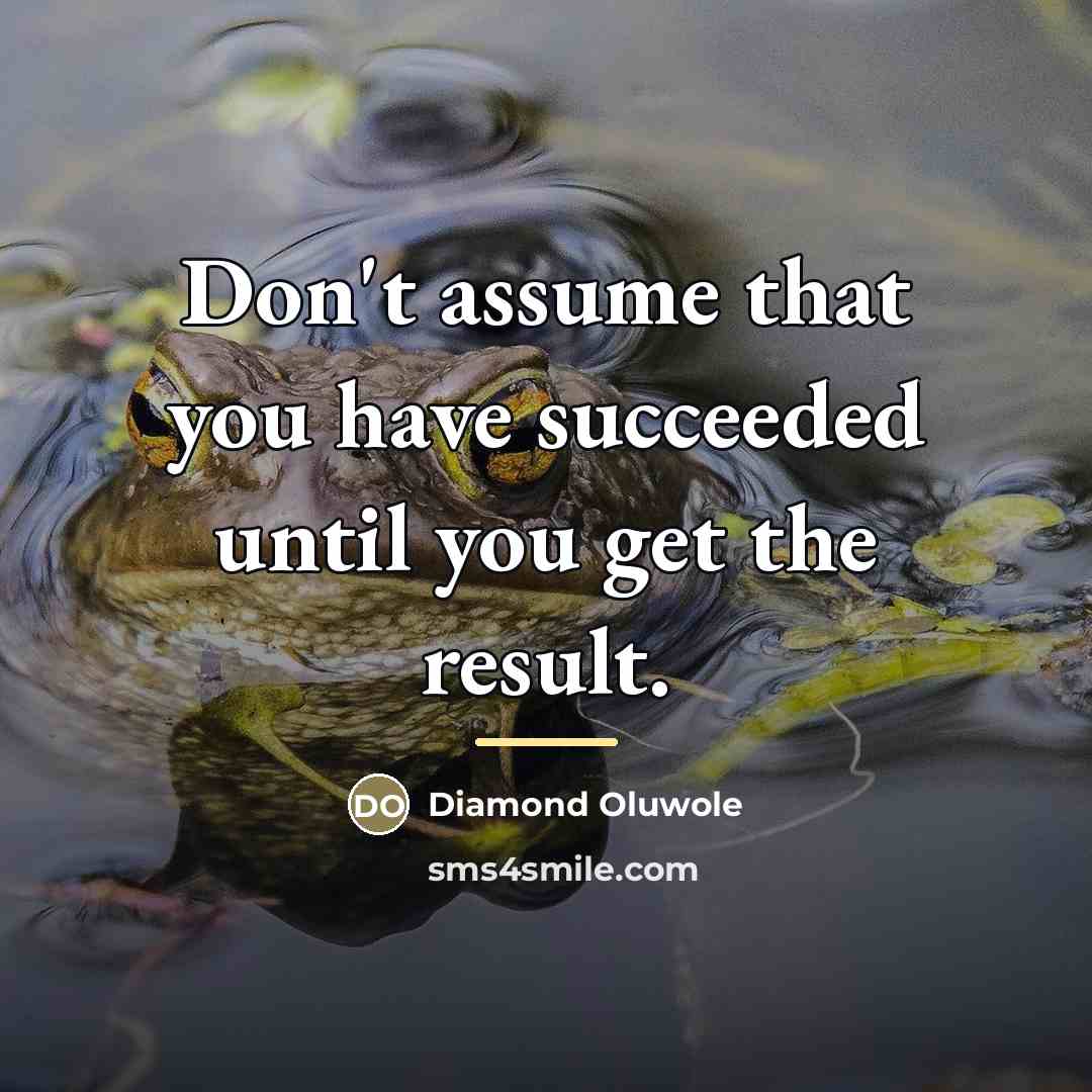 “Don't assume that you have succeeded until you get the…” quote by Diamond Oluwole