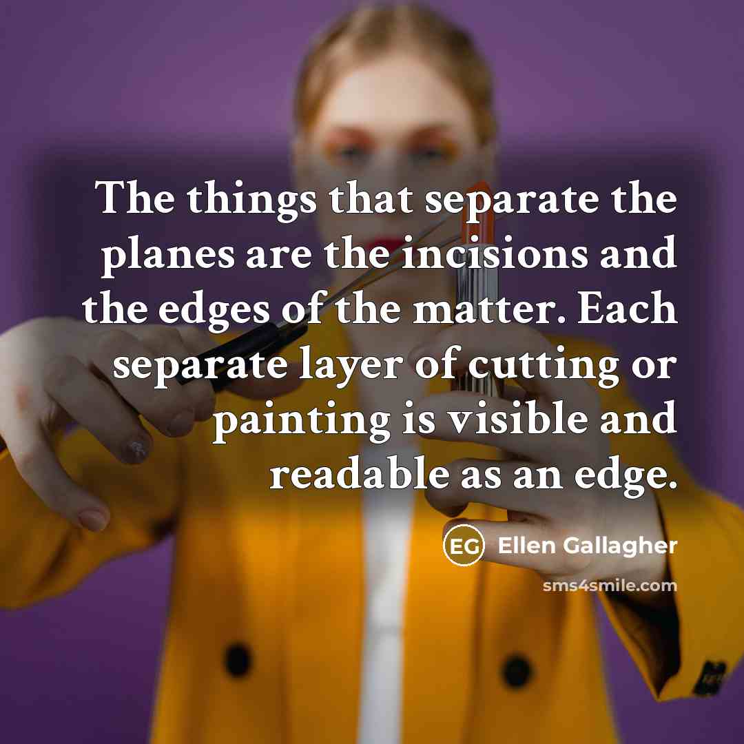“The things that separate the planes are the incisions and…” quote by Ellen Gallagher