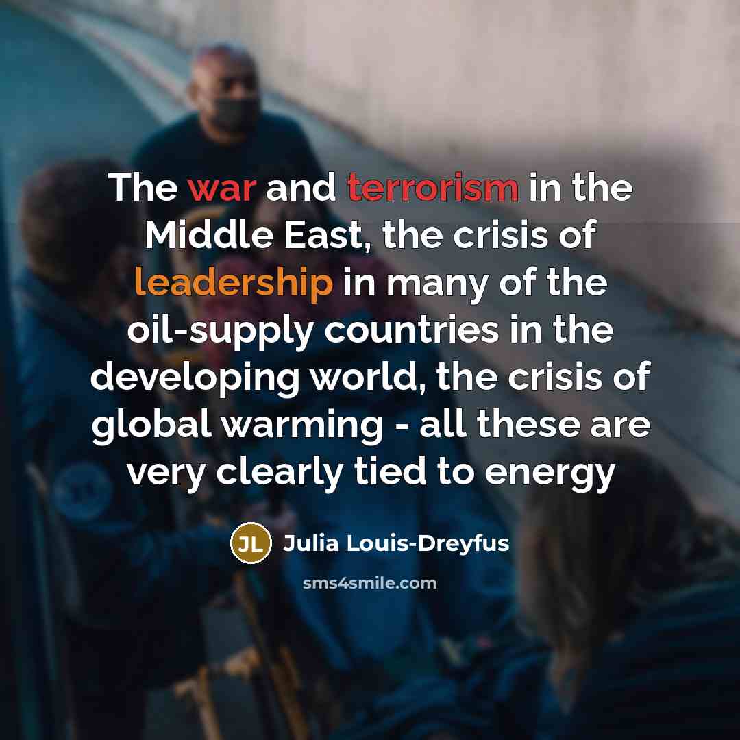 “The war and terrorism in the Middle East, the crisis…” quote by Julia Louis-Dreyfus