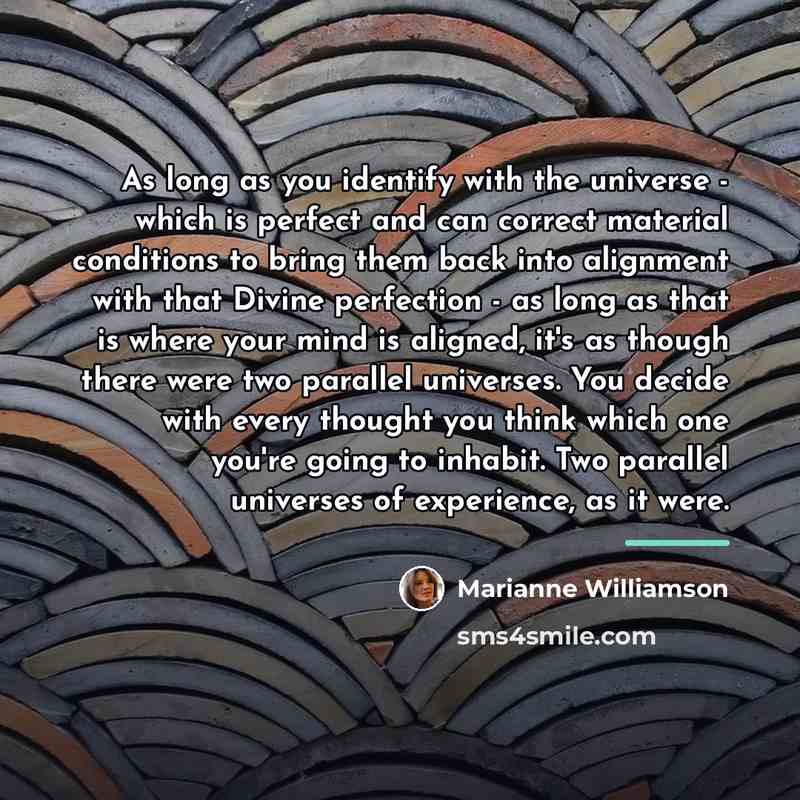 “As long as you identify with the universe - which…” quote by Marianne Williamson