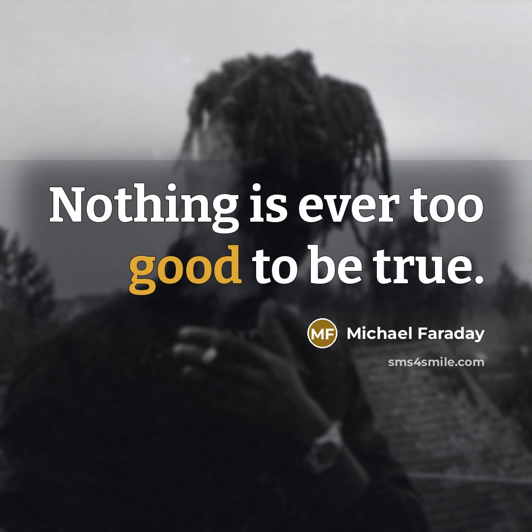 “Nothing is ever too good to be true.” quote by Michael Faraday