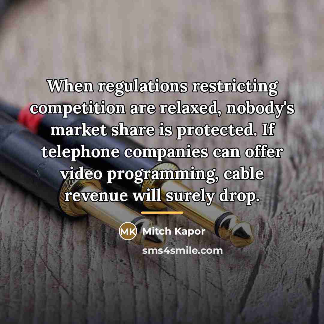 “When regulations restricting competition are relaxed, nobody's market share is…” quote by Mitch Kapor