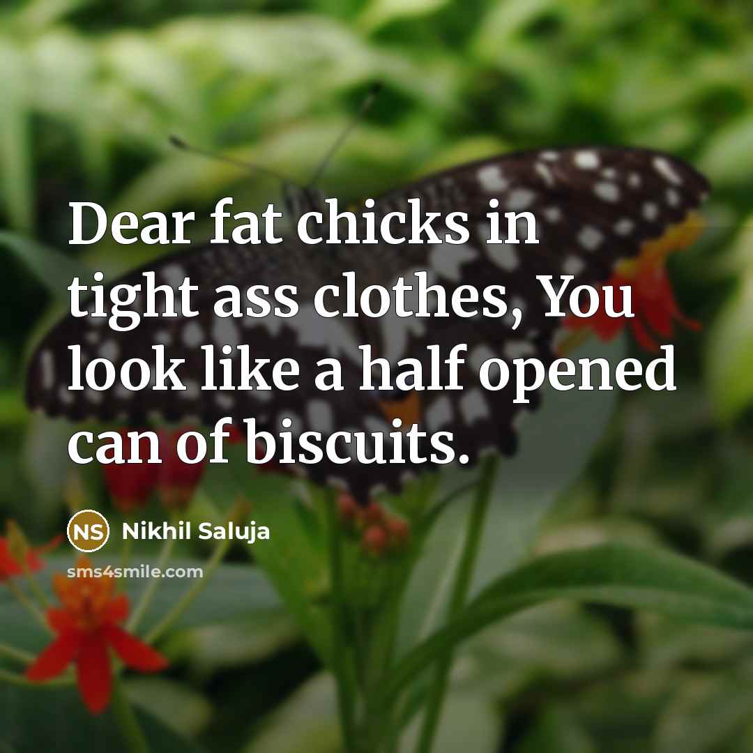 “Dear fat chicks in tight ass clothes, You look like a half opened can of biscuits.” quote by Nikhil Saluja