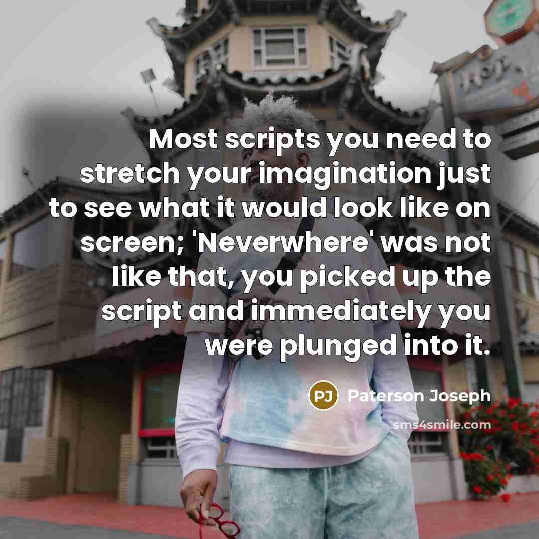 “Most scripts you need to stretch your imagination just to…” quote by Paterson Joseph