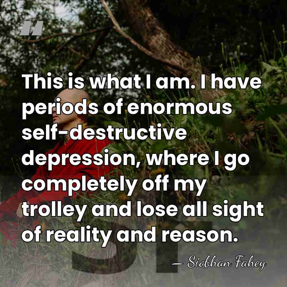 This is what I am. I have periods of enormous self-destructive depression,&hellip; - Siobhan Fahey
