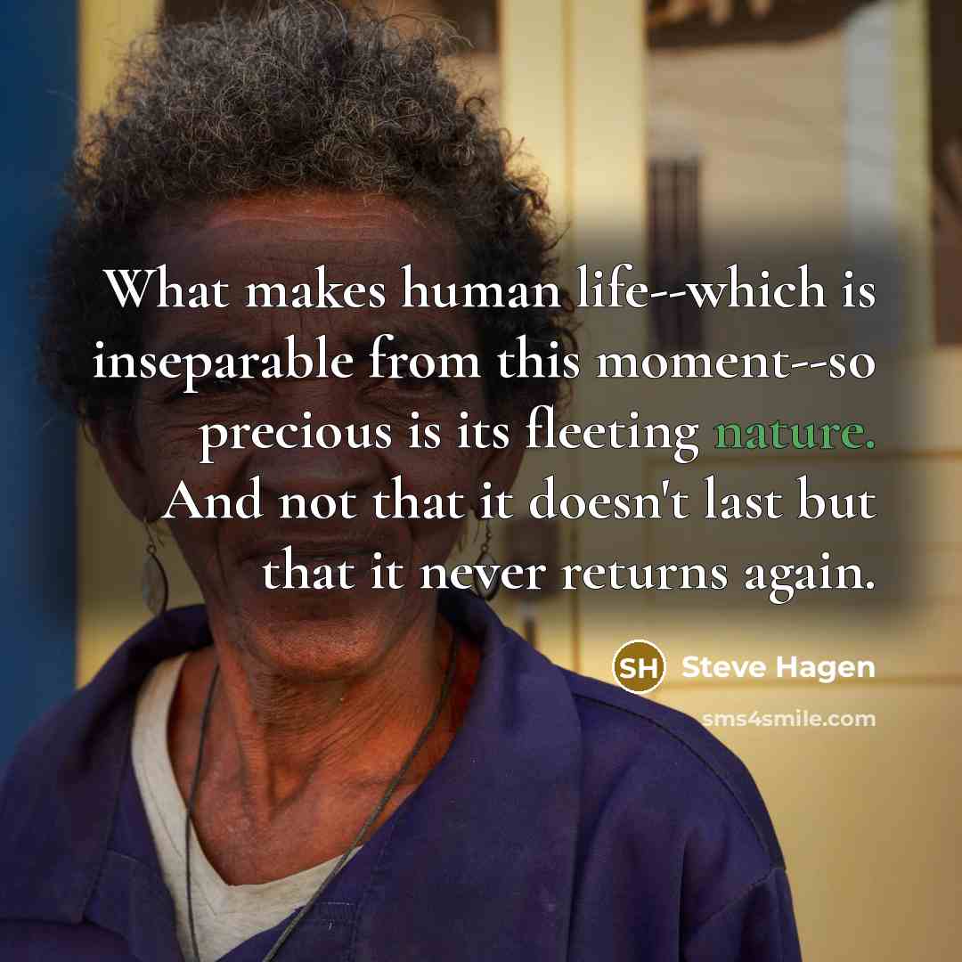 “What makes human life--which is inseparable from this moment--so precious…” quote by Steve Hagen